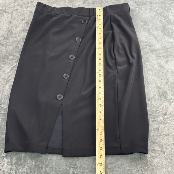 Joseph Ribkoff Skirt Women’s L Pencil Button Midi Asymmetrical Academia Black - Picture 9 of 12